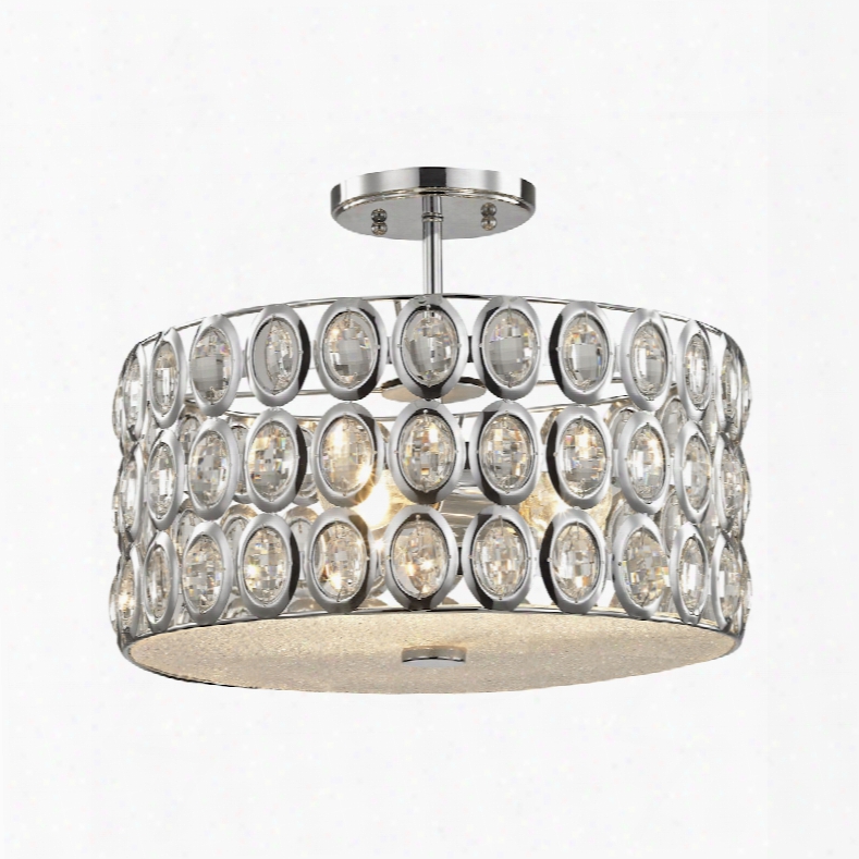 Elk Lighting Tessa 3-light Semi Flush In Polished Chrome With Clear Crystal