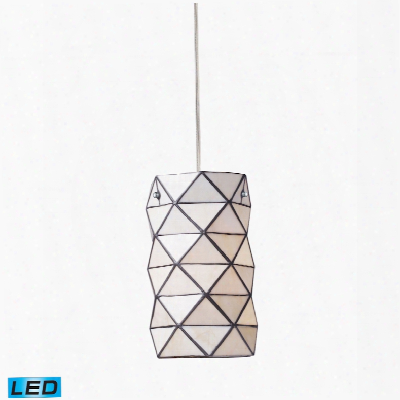 Elk Lighting Tetra 1-light Led Pendant In Polished Chrome And White Tiiffany Glass