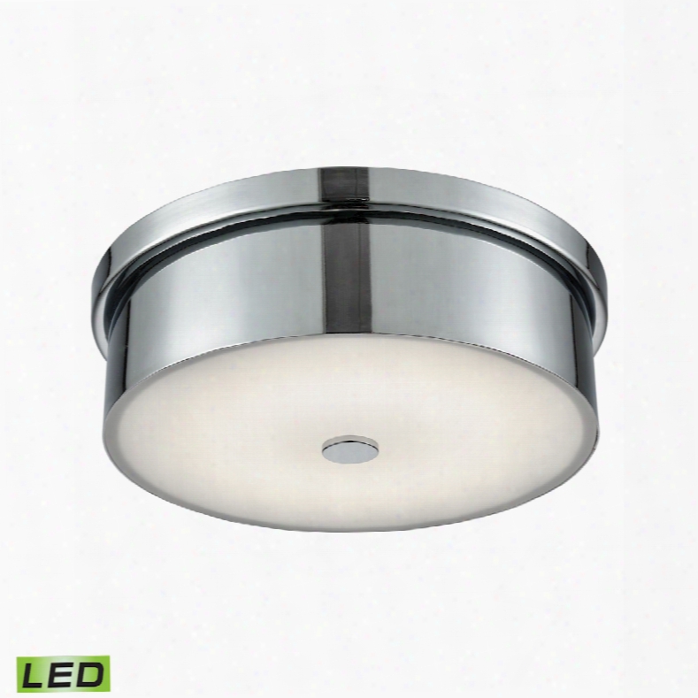 Elk Lighting Towne Round Led Flushmount In Chrome And Opal Glass - Small