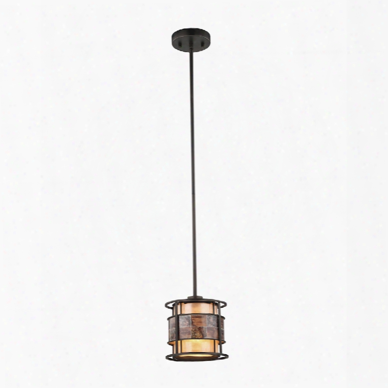 Elk Lighting Tremont 1-light Pendant In Tiffany Bronze With Tan And Brown Mica