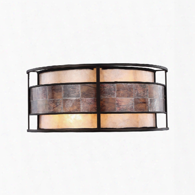 Elk Lighting Tremont 2-light Wall Sconce In Tiffany Bronze With Tan And Brown Mica