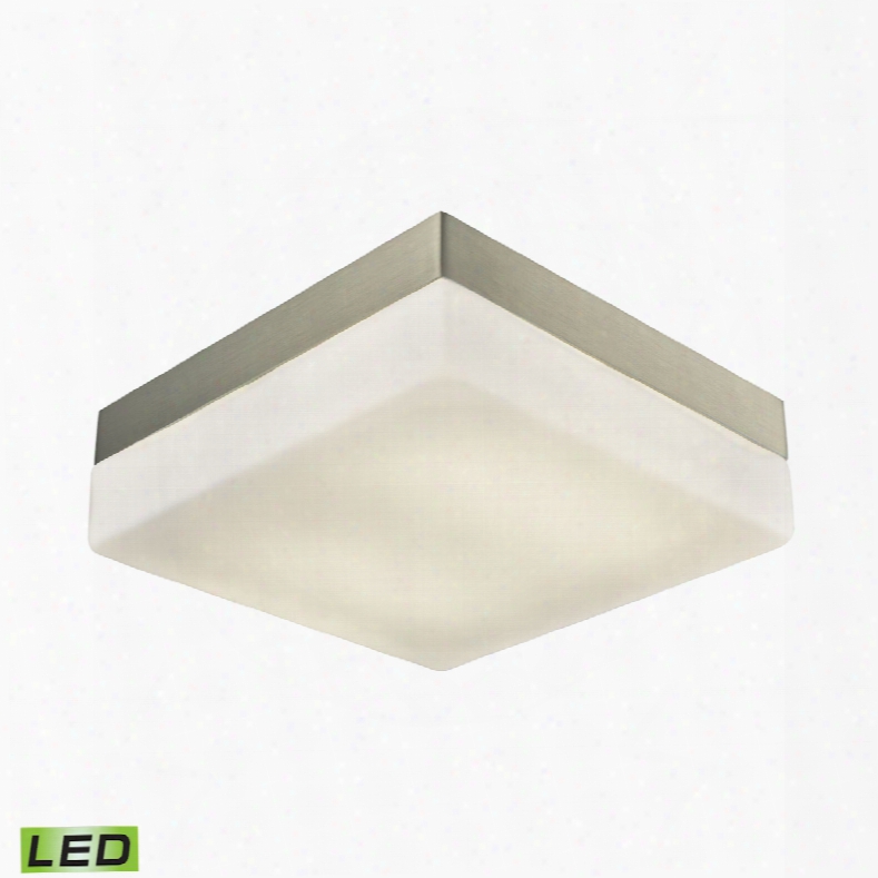 Elk Lighting Wyngate 2-light Square Led Flushmount In Satin Nickel And Opal Glass - Large