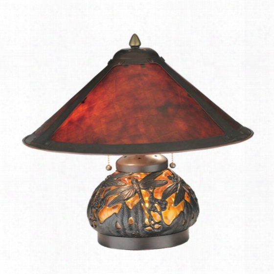 Meyda Tiffany Van Erp Amber Mica Lighted Base Table Lamp