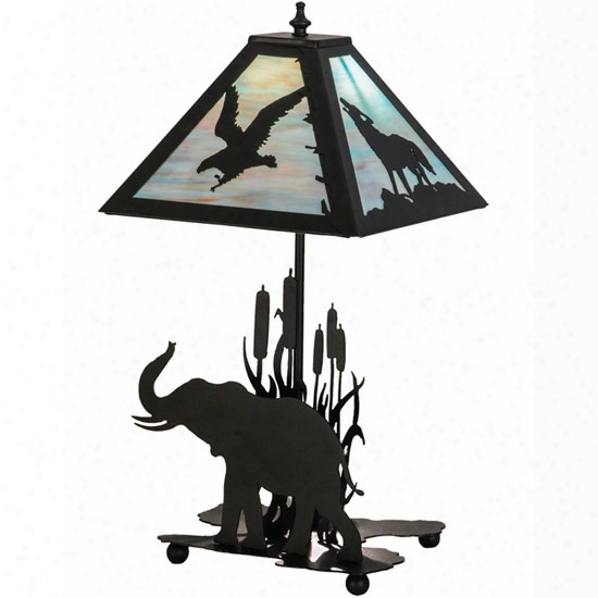 Meyda Tiffany Wildlife On The Loose Lighted Base Table Lamp