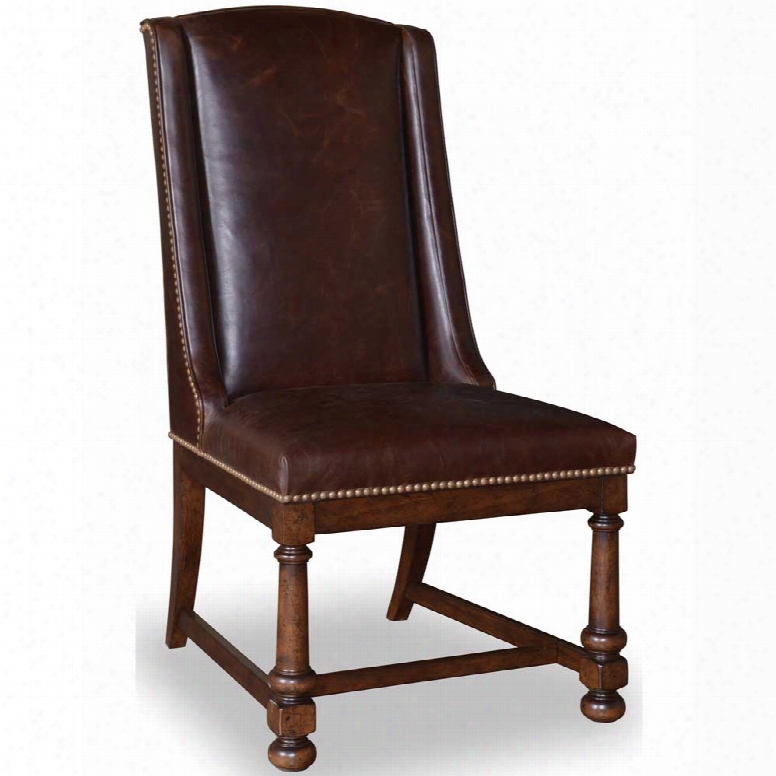 Art Whiskey Oak Leather Side Chair - Set Of 2