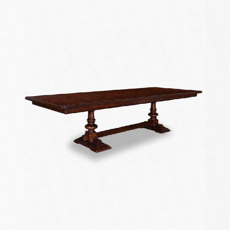 Art Whiskey Oak Trestle Dining Table