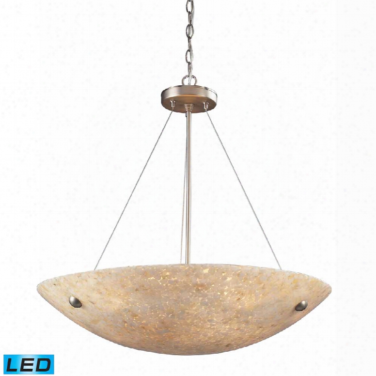 Elk 6-light Pendant In Satin Nickel And Pearl Stone