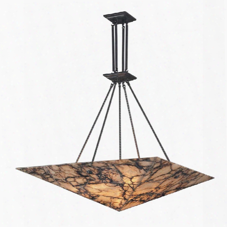 Elk 9-light Pendant In Antique Brass And Veined Stone