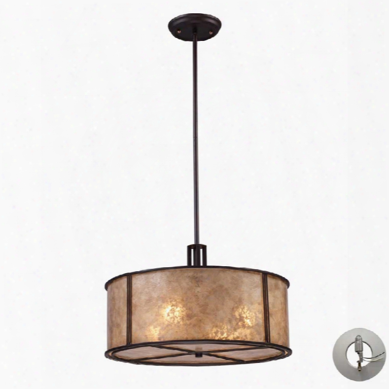 Elk Barringer 4-light Pendant In Aged Bronze And Tan Mica Shade