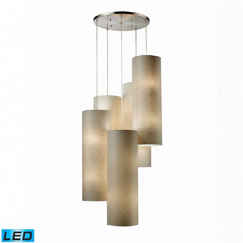 Elk Fabric Cylinder 20-light Round Pendant In Satin Nickel