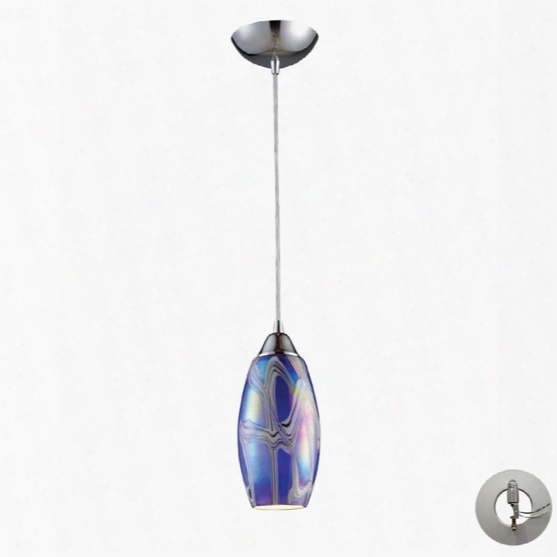 Elk Iridescence 1-light Storm Blue Pendant In Satin Nickel