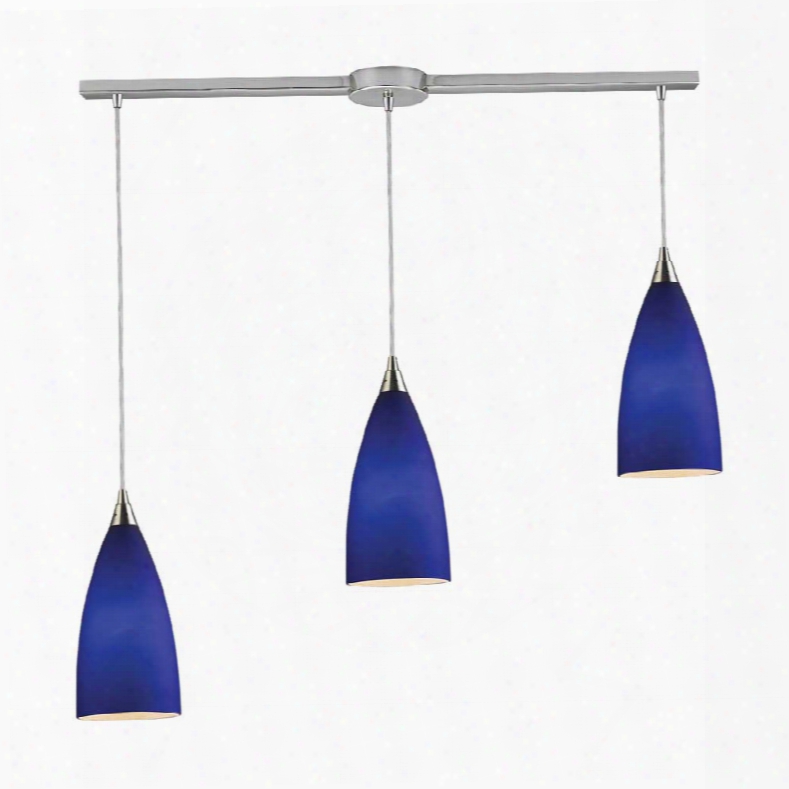 Elk Vesta 3-light Linear Pendant In Royal Blue In Satin Nickel