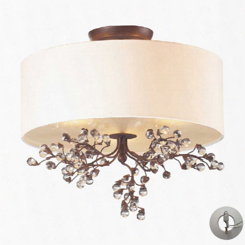 Elk Winterberry 3-light Semi Flush In Antique Darkwood