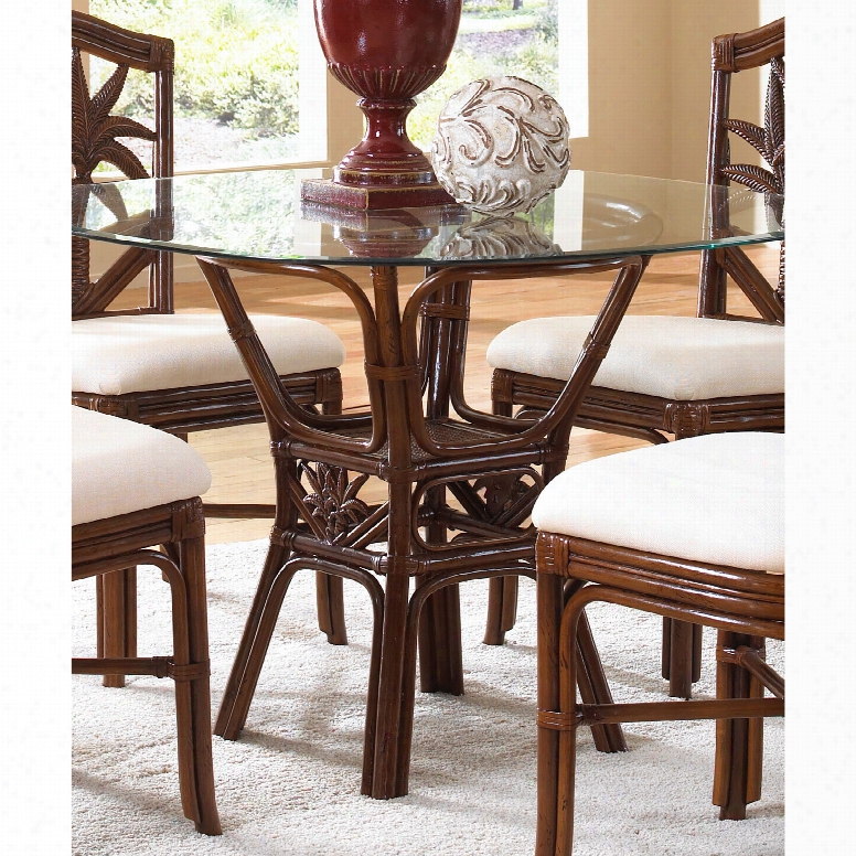 Hospitality Rattan Havana Palm Indoor Rattan And Wicker Round Dining Table With Round Glass