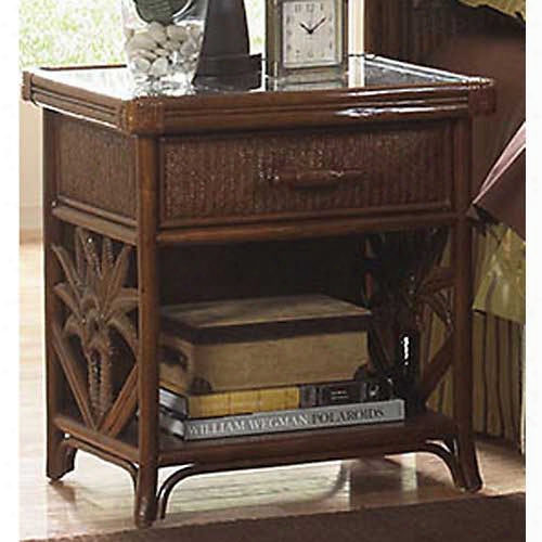 Pelican Reef Havana Palm 1 Drawer Nightstand