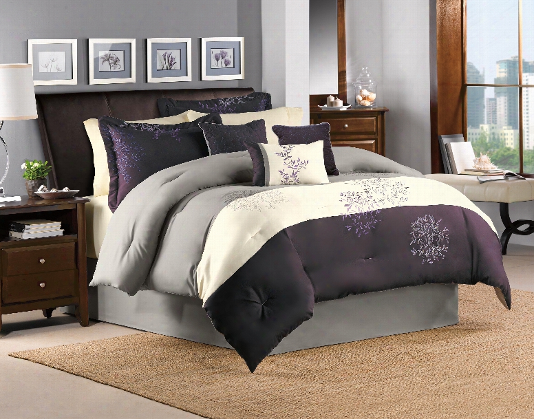 Country Manor Glenberry 7 Piece King Comforter Set In Plum