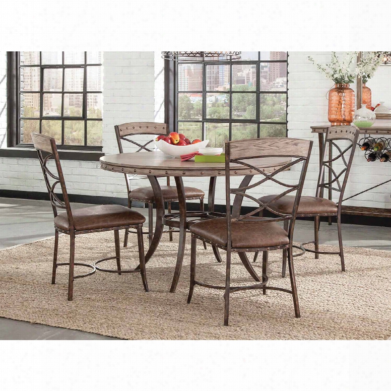 Hillsdale Furniture Emmons 5 Piece Round Dining Set In Washed Gray