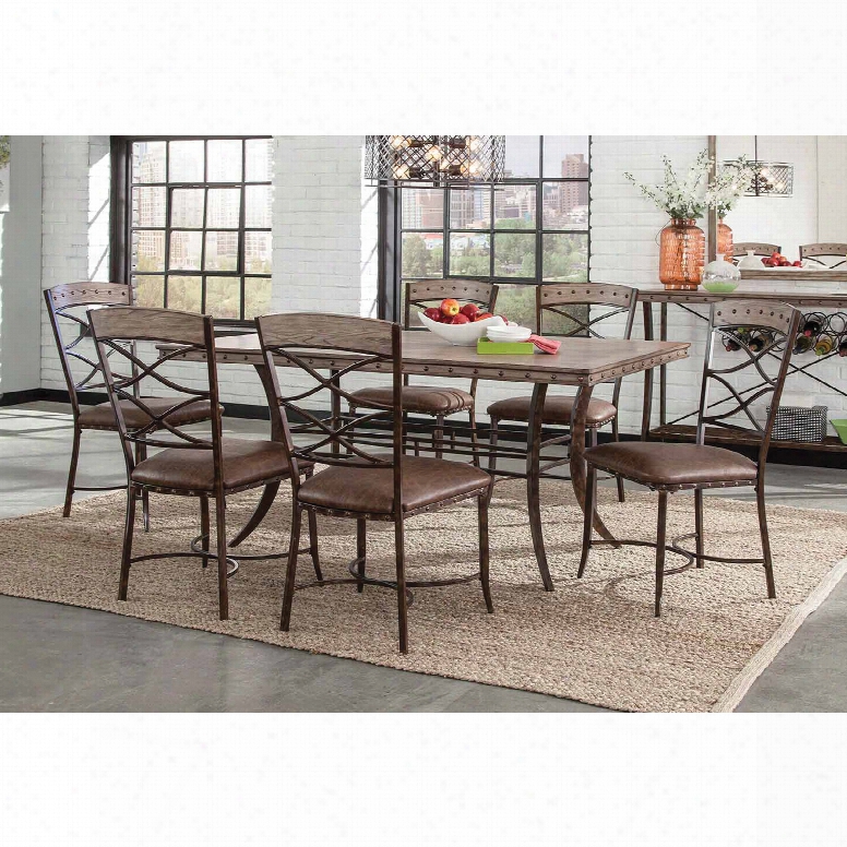 Hillsdale Furniture Emmons 7 Piece Ectangle Dining Set In Washed Gray