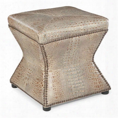 Palatial Ridgeway Ottoman In Gatortail Burnished