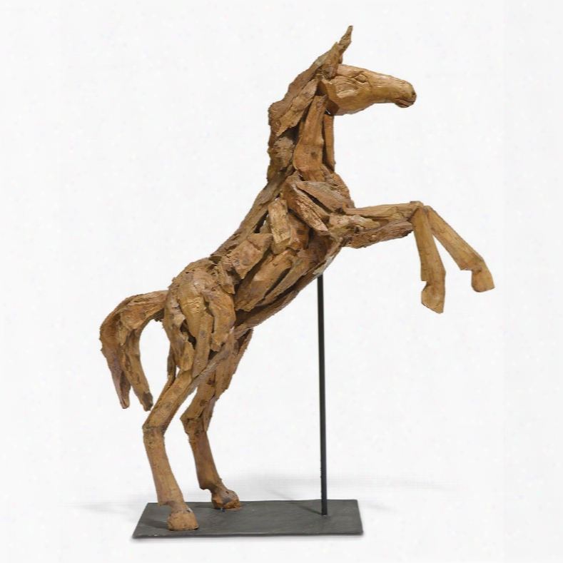 Palecek Driftwood Standing Horse With Metal