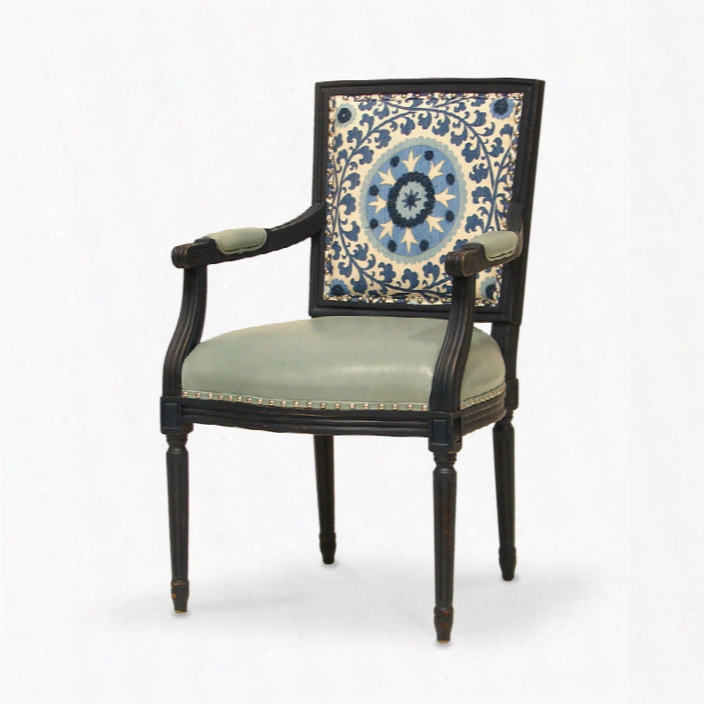 Palecek Lyon Blue Medallion Square Back Arm Chair - Set Of 2