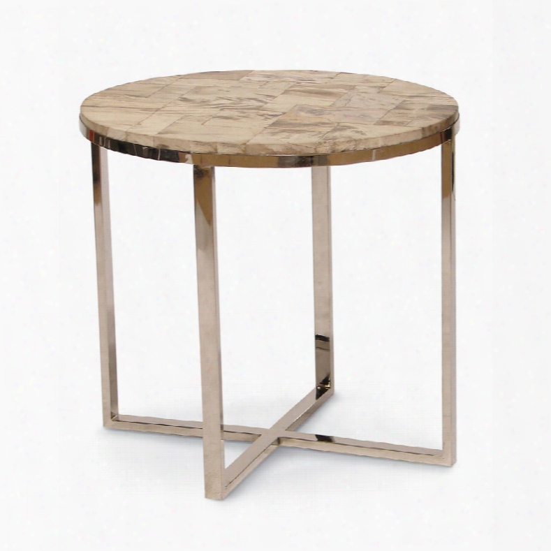Palecek Petrified Wood Oval Side Table