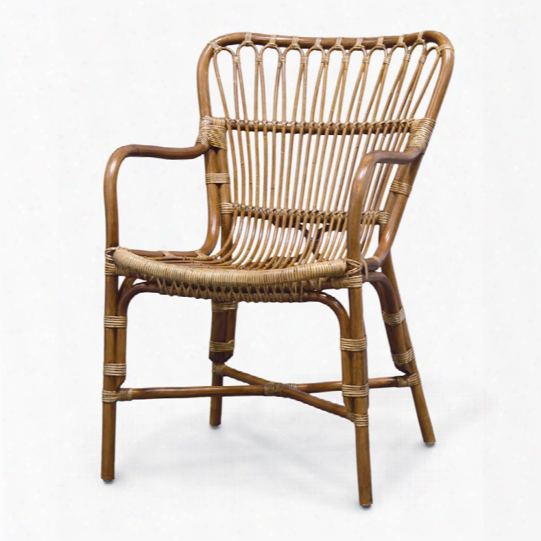 Palecek Retro Rattan Dining Arm Chair - Set Of 2