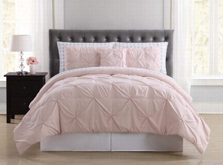 Pem America Arrow Pleated Blush King Bed In A Bag