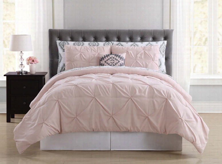 Pem America Pueblo Pleated Blush King Bed In A Bag