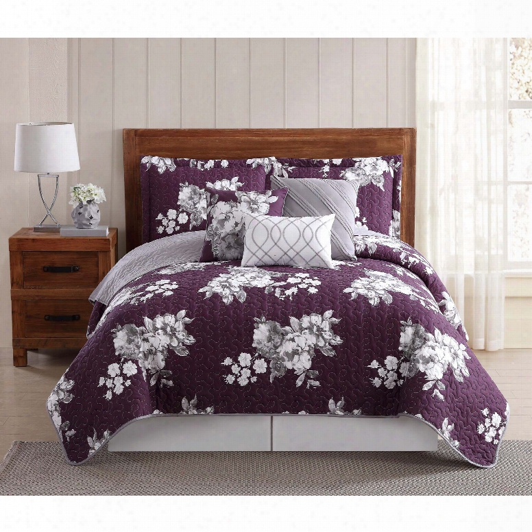 Pem America Style 212 Peony Garden Floral 6 Piece King Quilt Set