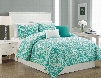 Hallmart Gigi 5 Piece King Comforter Set in Teal/Ivory