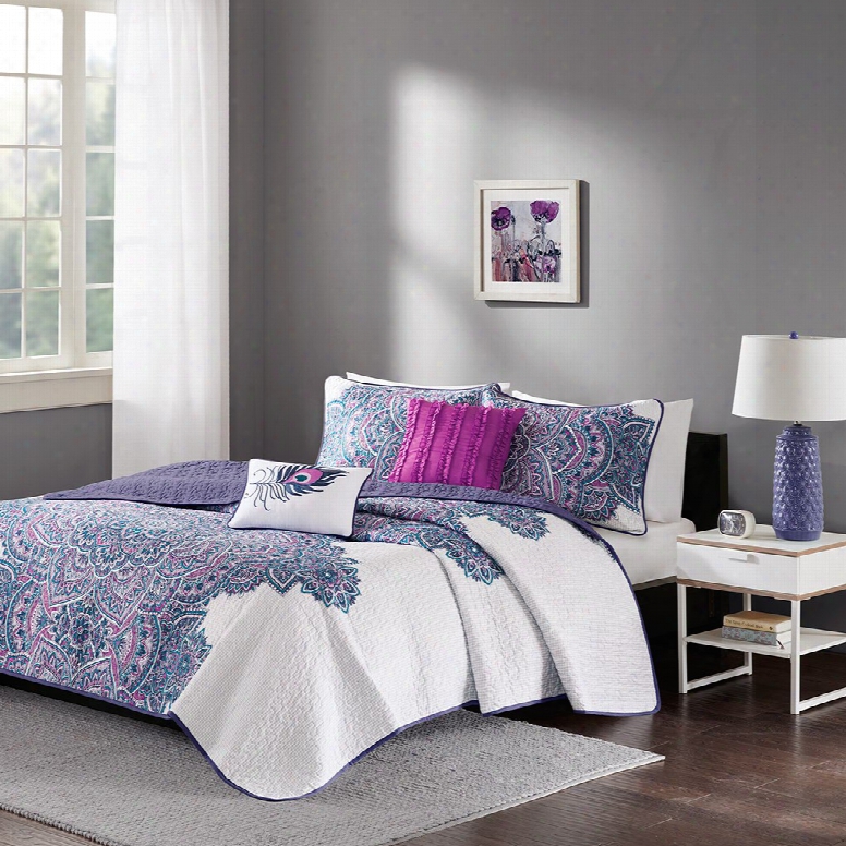 Intelligent Design Mila Coverlet Set In Purple