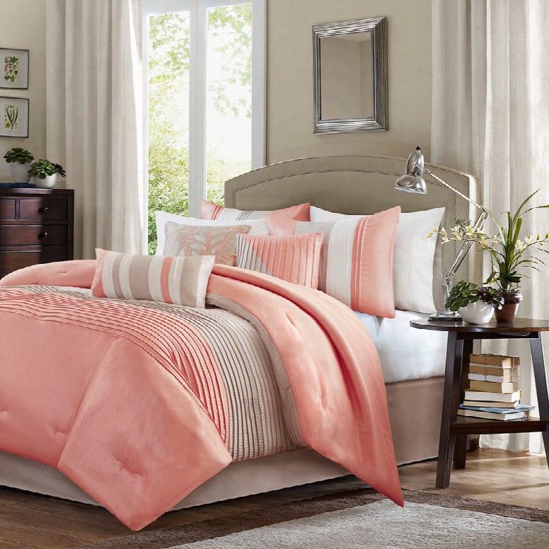 Madison Park Amherst 7 Piece Comforter Set In Coral