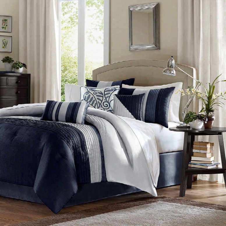 Madison Park Amherst 7 Piece Comforter Set In Navy