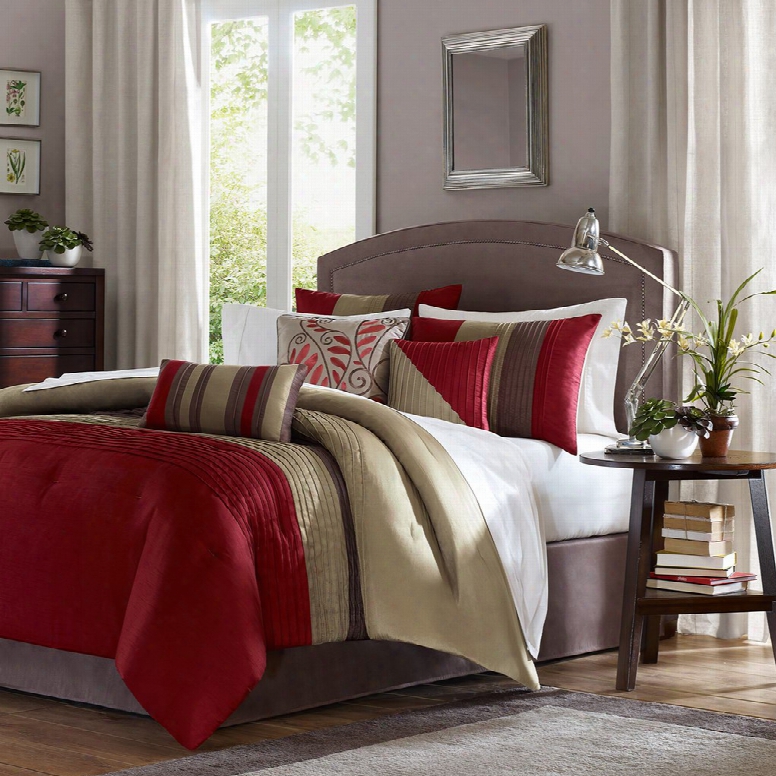 Madison Park Amherst 7 Piece Comforter Set In Red