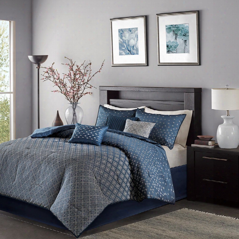 Madison Park Biloxi 7 Piece Comforter Set In Navy