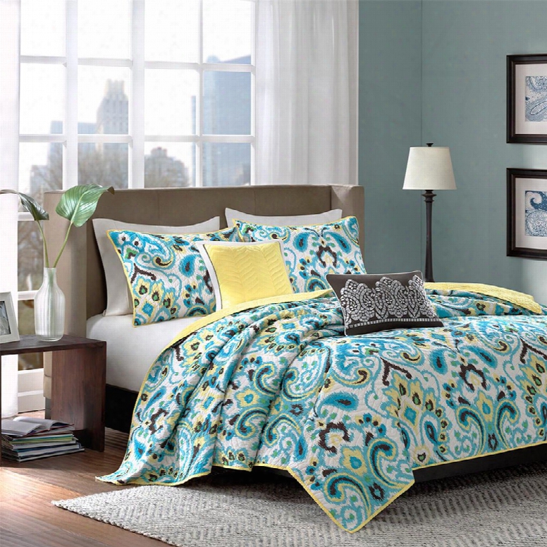 Madison Park Caprice 5 Piece Coverlet Set In Blue