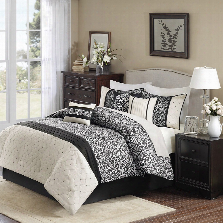 Madison Park Dover 7 Piece Comforter Set In Black