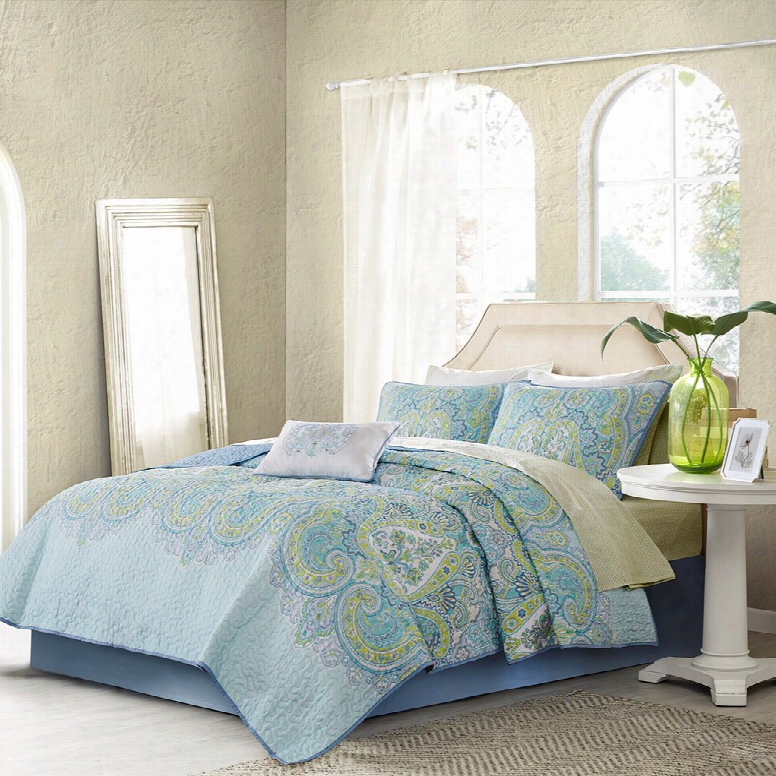 Madison Park Essentials Celeste Completed Coverlet And Sheet Set In Aqua