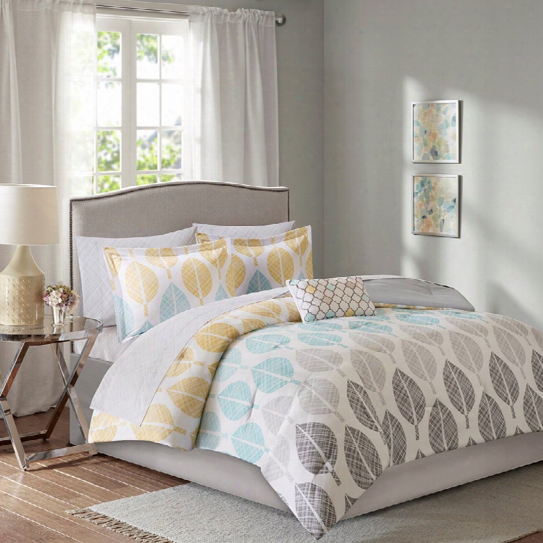 Madison Park Essentials Central Park Complete Comforter Set In Yellow/aqua