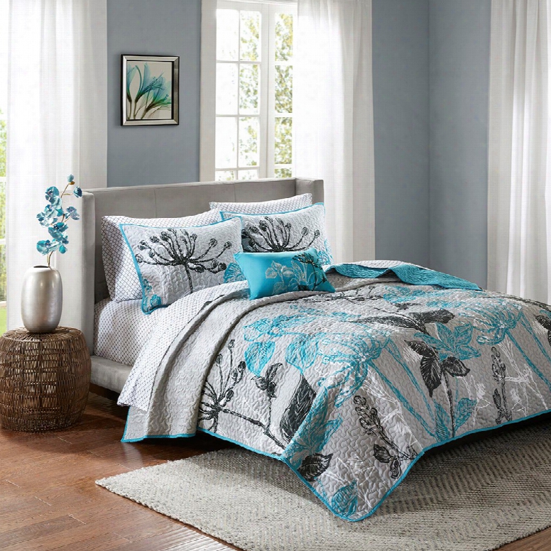 Madison Park Essentials Claremont Complete Coverlet And Sheet Set In Aqua