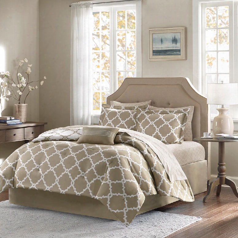 Madison Park Essentials Merritt Complete Bed And Sheet Set In Taupe