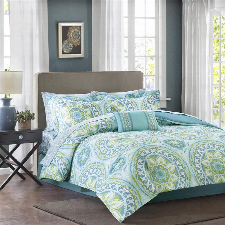 Madison Park Essentials Serenity Complete Bed And Sheet Set In Aqua