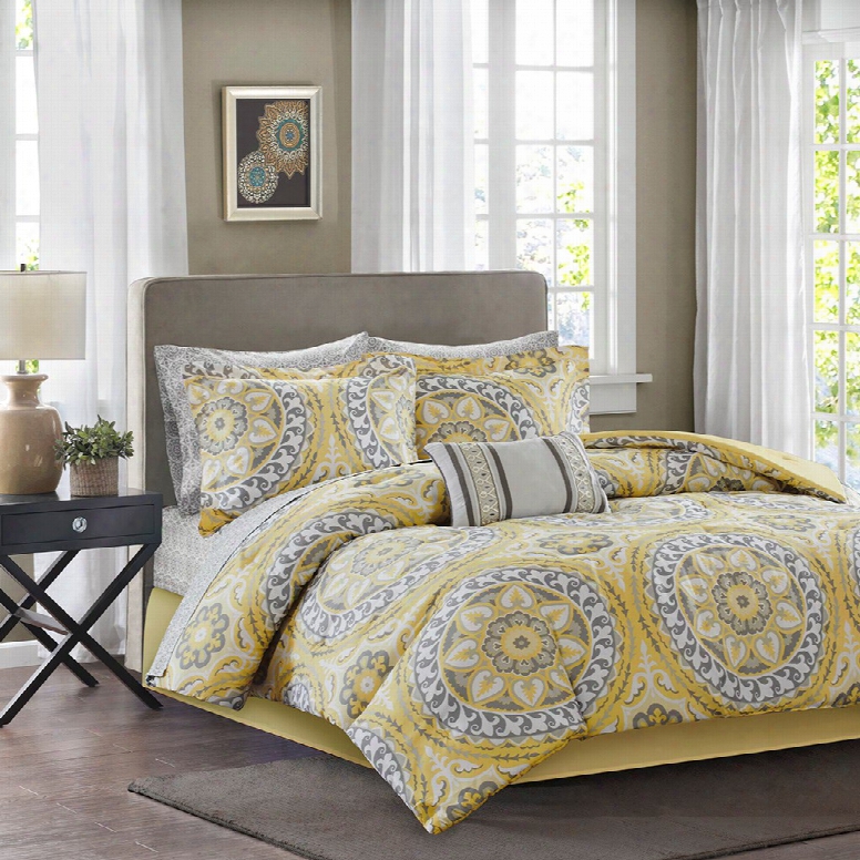 Madison Park Essentials Serenity Complete Bed And Sheet Set In Yellow