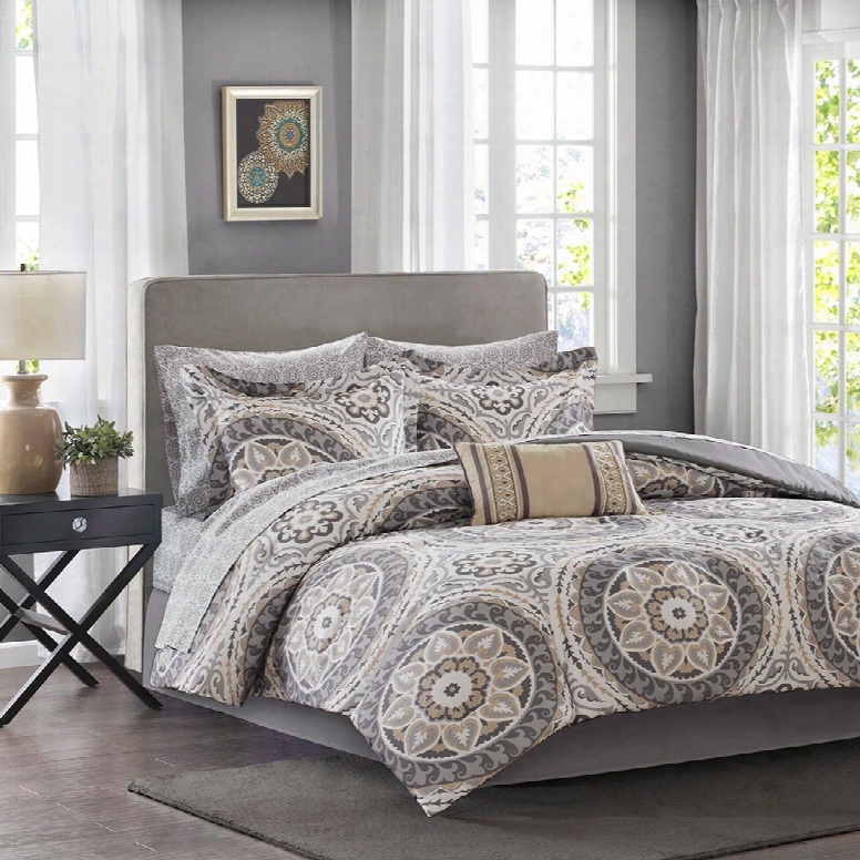 Madison Park Essentials Serenity  Complete Bed And Sheet St In Taupe