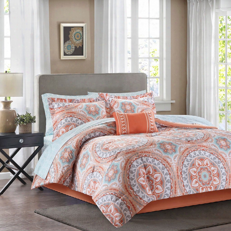 Madison Park Essentials Serenity Comple Te Bed And Sheet Set In Coral