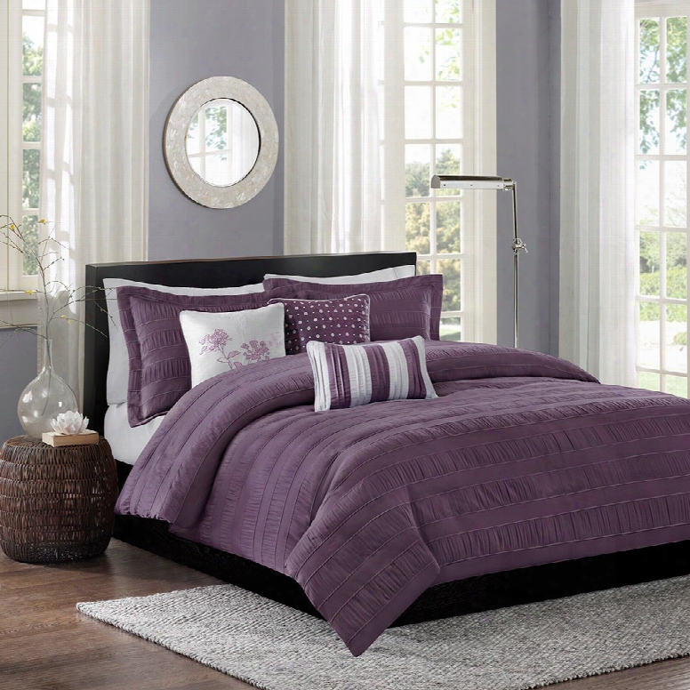 Madison Park Hampton 6 Piece Duvet Cover Set In Plum