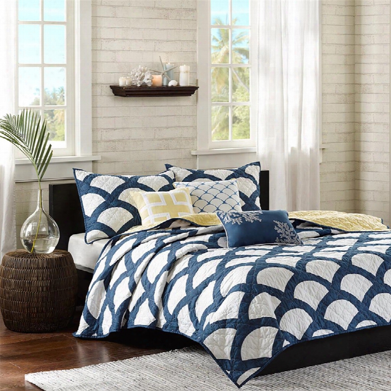 Madison Park Kokomo 6 Piece Coverlet Set In Blue