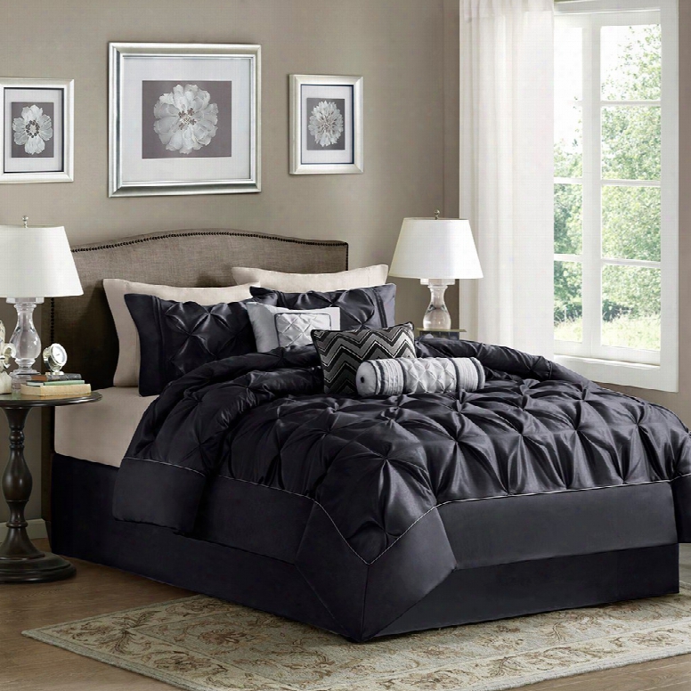 Madison Park Laurel 7 Piece Comforter Set In Black