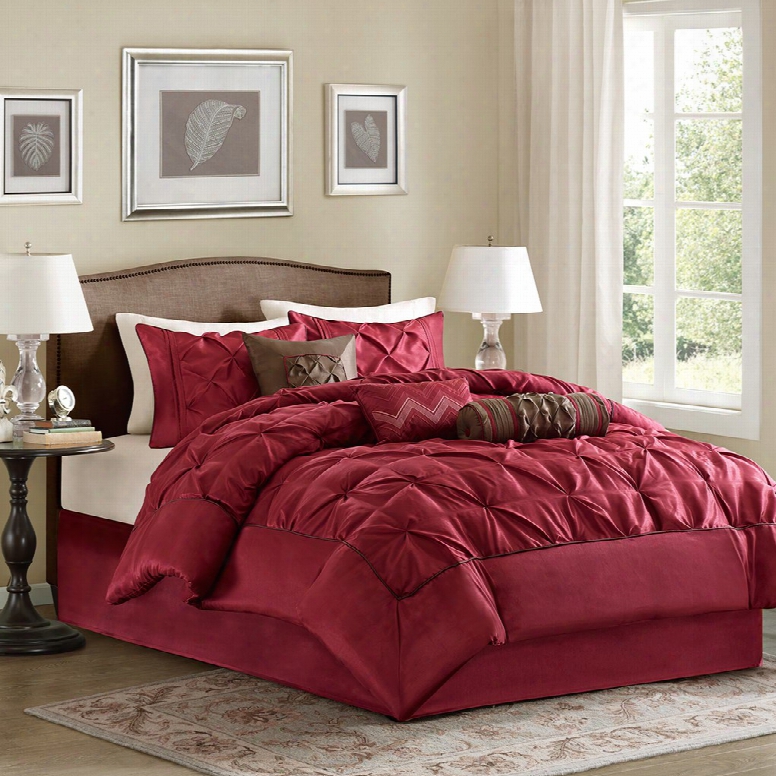 Madison Park Laurel 7 Piece Polyester Red Comforter Set